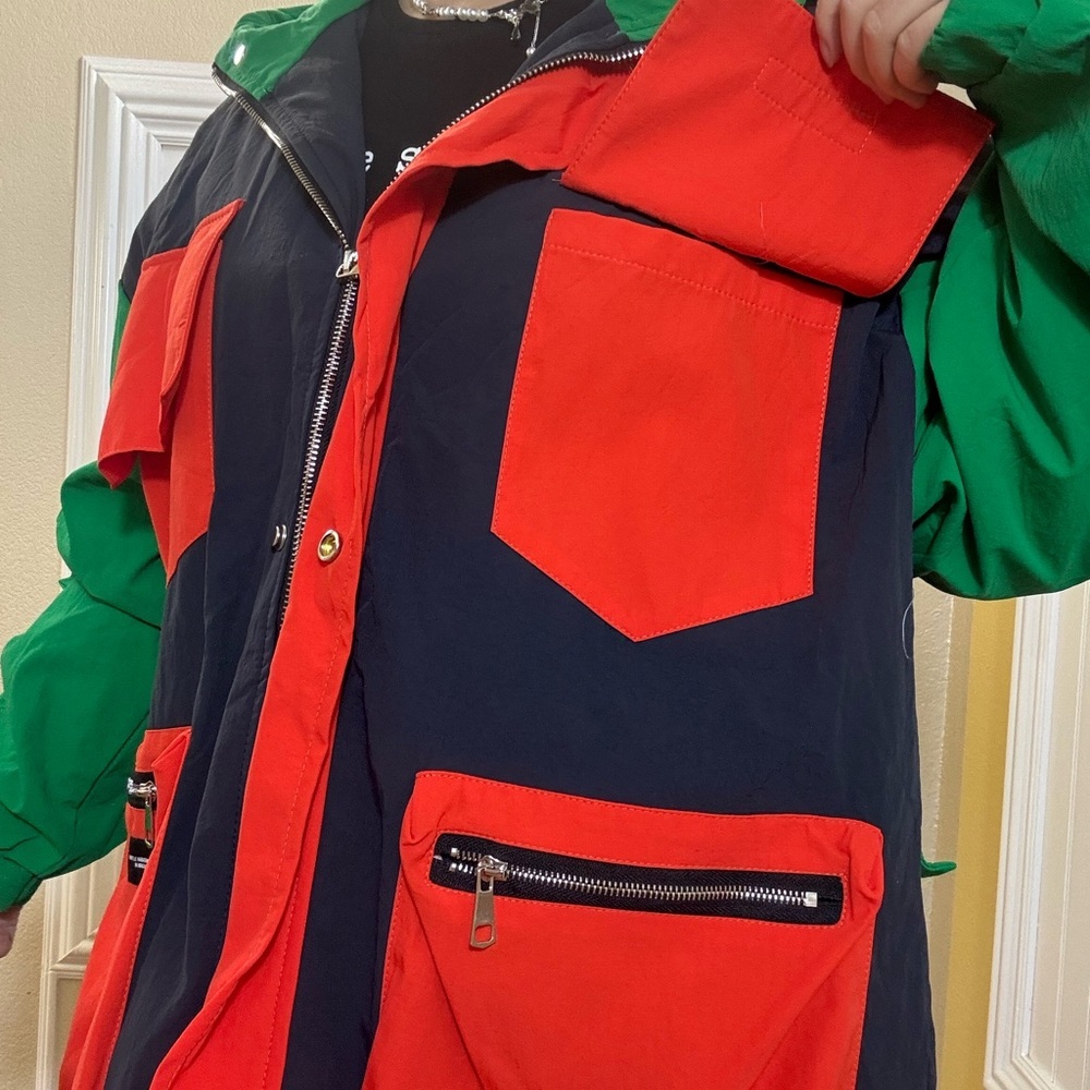 Vibrant Green and Orange Colorblock Jacket - Picture 9 of 9